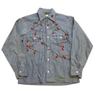 Vintage JC Penney Big Mac Cotton Chambray Sewn Button Up Shirt Art Deco Cottagec